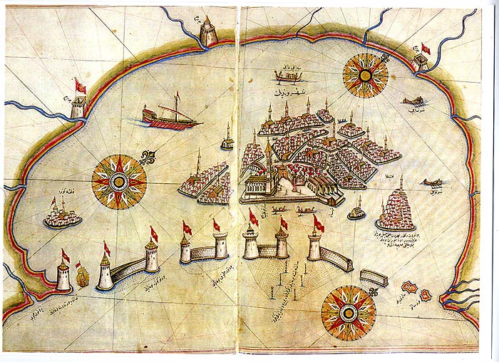 Венеция в «Китаб-ы бахрие» («Книге морей») Пири-реиса. Фото: Piri Reis, Public domain, Викисклад